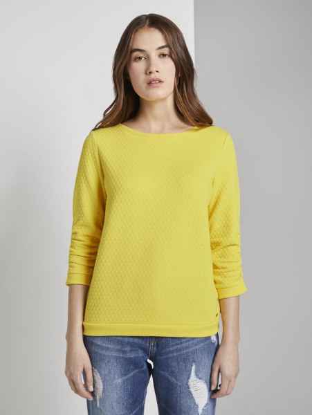 TOM TAILOR DENIM Damen Pullover Sweatshirt Pulli structured sweat Sweatshirt 3/4
